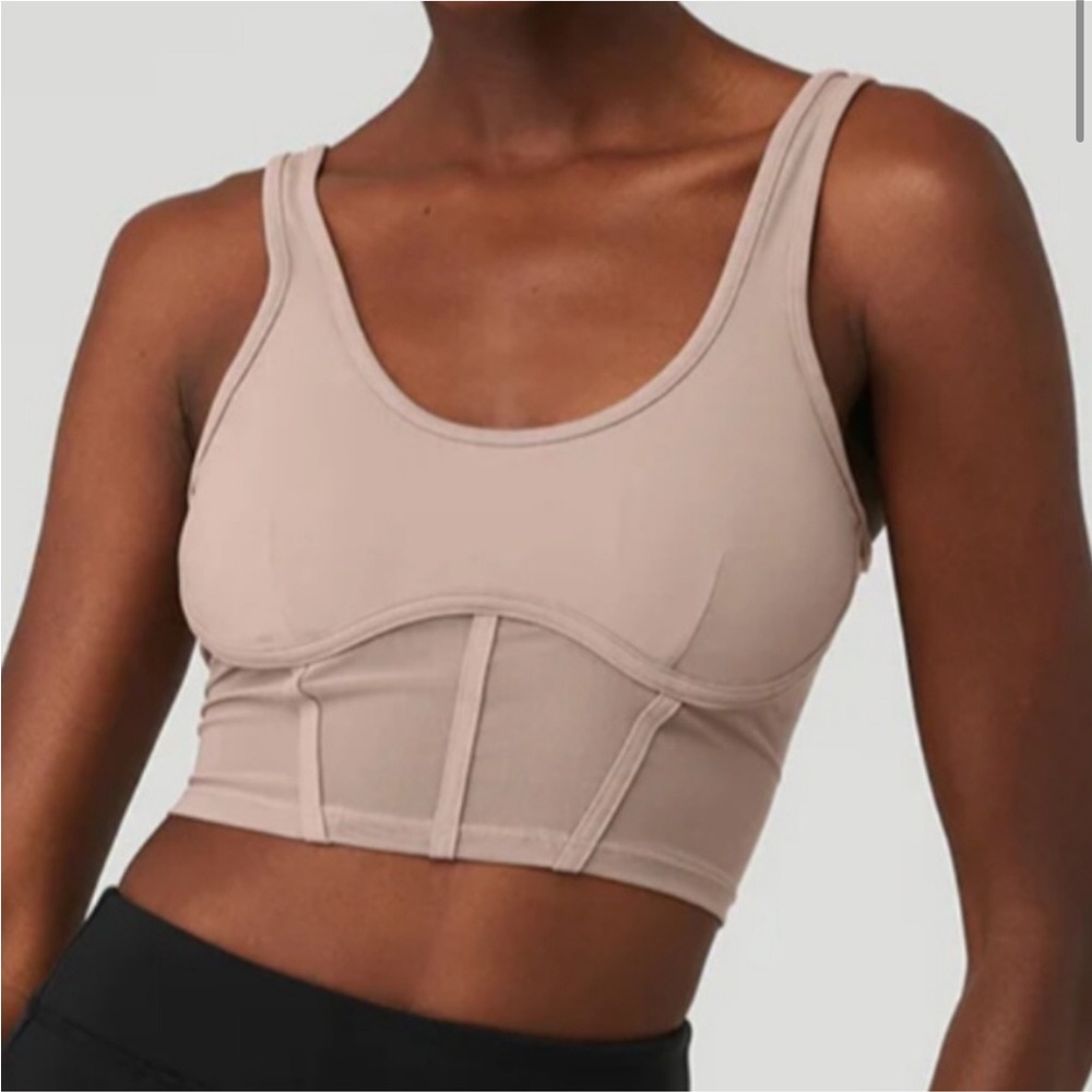 Airbrush alo mesh corset tank dusty pink NWOT